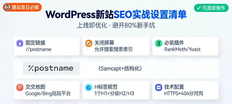 WordPress 新站 SEO 设置清单：从建站第一天就打好排名基础